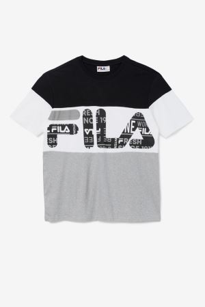 FILA Johnson Tee Shirts Black / Grey / White,Mens Clothing | CA.BEGAFV318